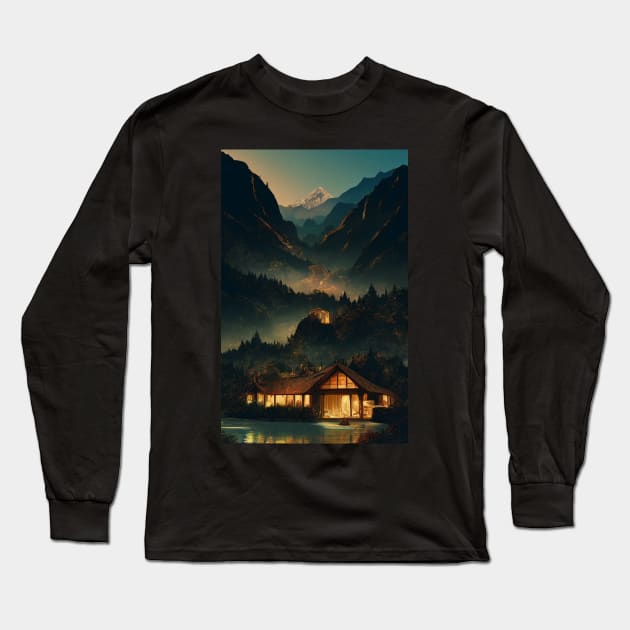 The Last Homely House at Dusk - Fantasy Long Sleeve T-Shirt by Fenay-Designs